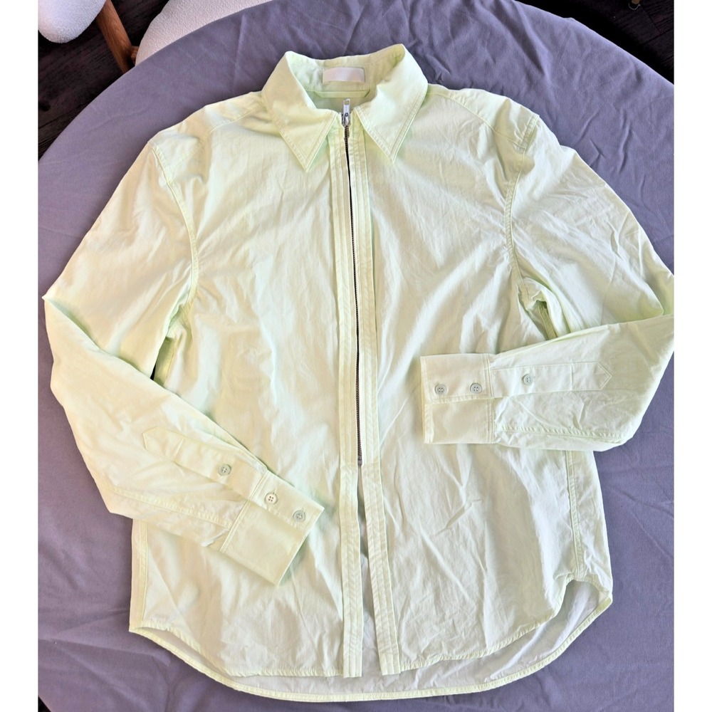 Green Shirt Jacket Zip Up Old Money Minimalist Quiet Luxury Color Block Chic